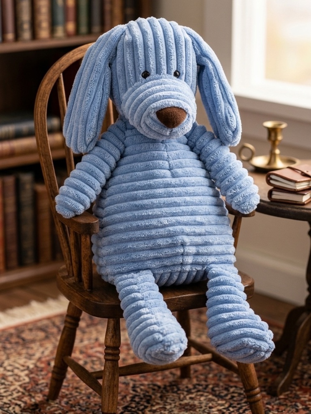 Jellycat 11” Blue Cordy Corduroy Ribbed Puppy Dog Plush Toy Weighted Bottom